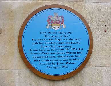 Plaque outside the Eagle on Bene't Street