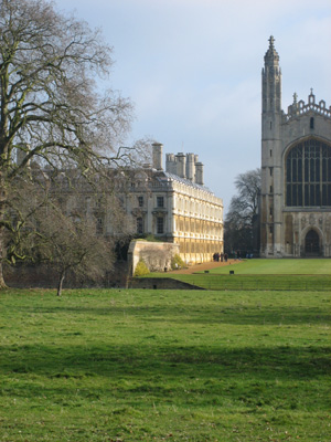 Clare seen from over the river, Kings College chapel to the right